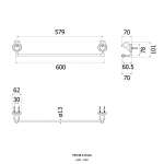 FBVHB-E101AS ราวแขวนผ้า ยาว 600 มม. รุ่น POLAR-B
