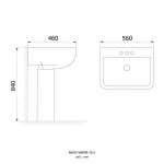 RB955-WBPBR-7021 อ่างล่างหน้าแขวนผนัง พร้อมขาตั้ง มีรูก๊อกและรูน้ำล้น รุ่น KANT