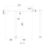 FBVHC-T793AS ราวทรงตัวสแตนเลส เส้นผ่านศูนย์กลาง 38 มม. ขนาด 720 x 720 มม.