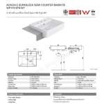WP-F419T8-WT อ่างล้างหน้าแบบครึ่งเคาน์เตอร์ รุ่น Acacia Supasleek