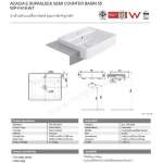 WP-F419-WT อ่างล้างหน้าแบบครึ่งเคาน์เตอร์ รุ่น Acacia Supasleek