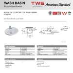 476S-WT อ่างล้างหน้าแบบเคาน์เตอร์ รุ่น Aqualyn