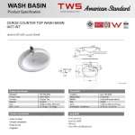 0477-WT อ่างล้างหน้าแบบเคาน์เตอร์ รุ่น Ceros