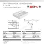 WP-F420T8-WT อ่างล้างหน้าแบบวางบนเคาน์เตอร์ (ชนิด 3 รูก๊อก) รุ่น Acacia Supasleek