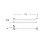 K-2501-52-N ราวแขวนผ้าแบบคู่ 60 ซม. รุ่น Concept Square