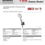 A-6012-HS ชุดฝักบัวสายอ่อน 1 ฟังก์ชั่น พร้อมสายและขอแขวน รุ่น Slim