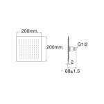 A-952-232 ฝักบัวเรนชาวเวอร์ ขนาด 200 X 200 mm. พร้อมก้าน รุ่น Slim