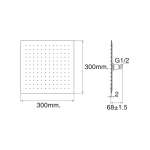 A-952-233 ฝักบัวเรนชาวเวอร์ ขนาด 300 X 300 mm. พร้อมก้าน รุ่น Slim