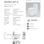 IN1052-WT-0 สุขภัณฑ์แบบชิ้นเดียว รุ่น S600 ใช้น้ำ 3/4.5 ลิตร
