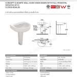 0553/0742-WT-0 อ่างล้างหน้าแบบแขวนผนัง พร้อมขาตั้งยาว รุ่น Concept D-Shape